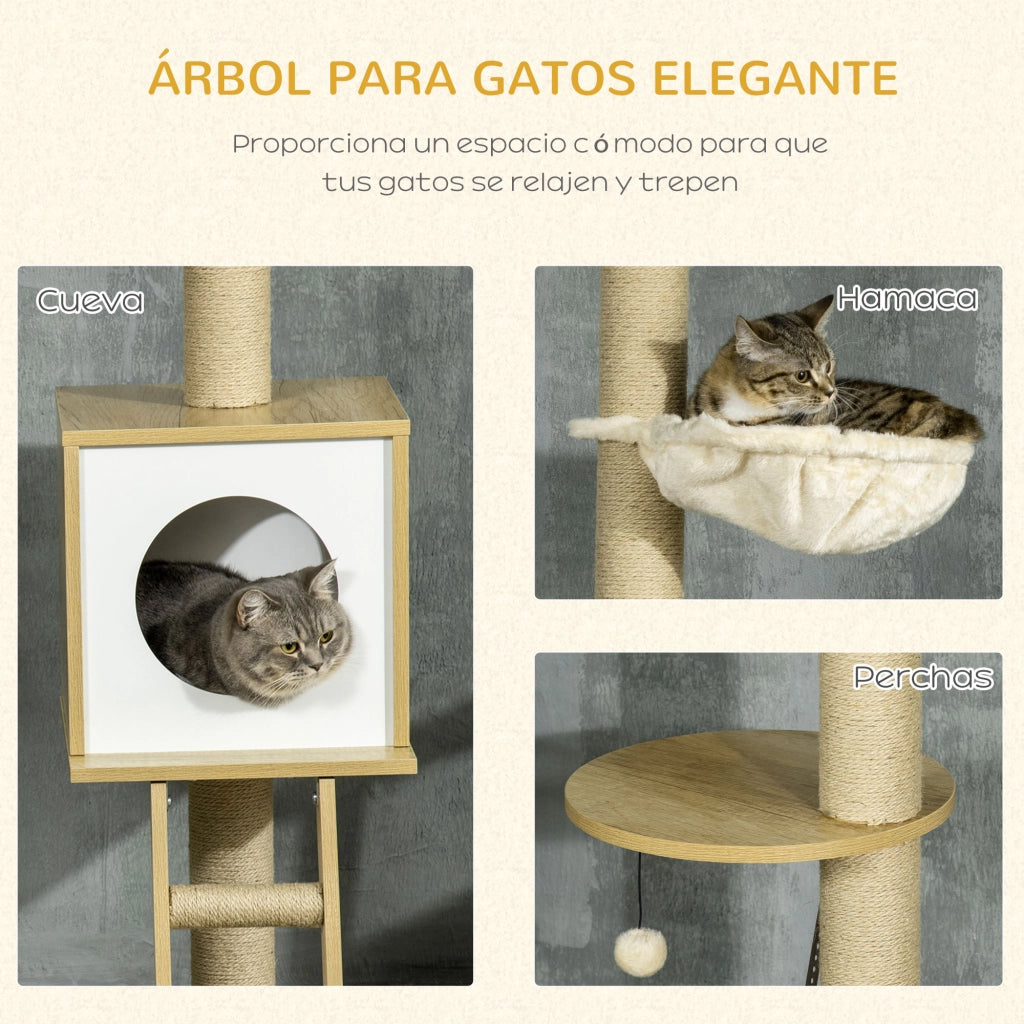 Albero per Gatti ¨C Minimal ¨C Beige 40x40x225-285 cm