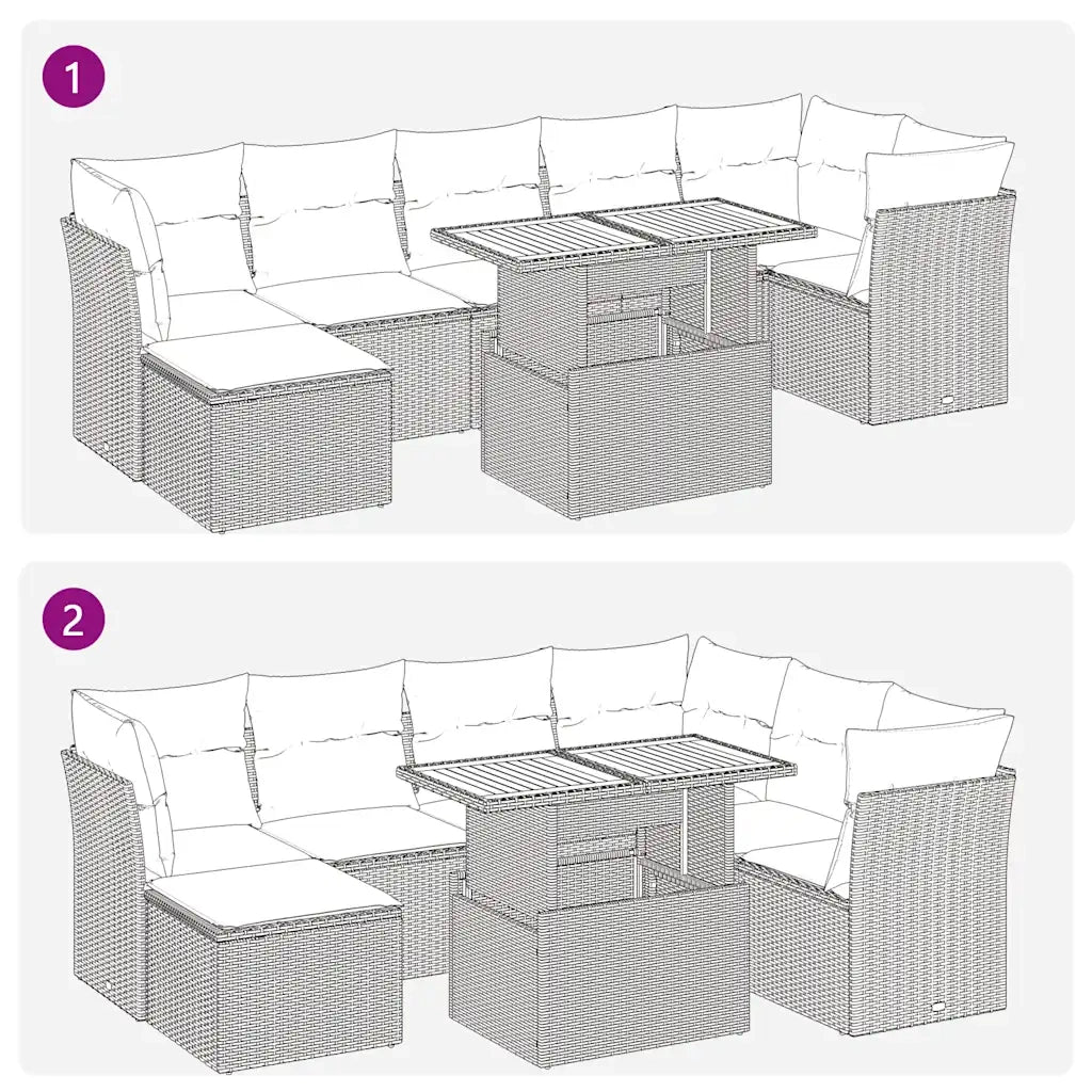 Set Divano da Giardino 8 pz con Cuscini Grigio in Polyrattan 3326958