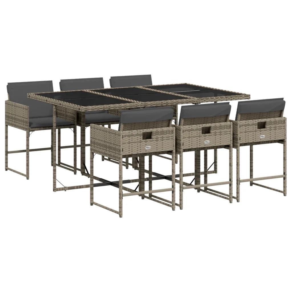 Set da Pranzo da Giardino 7 pz con Cuscini in Polyrattan Grigio 3278035