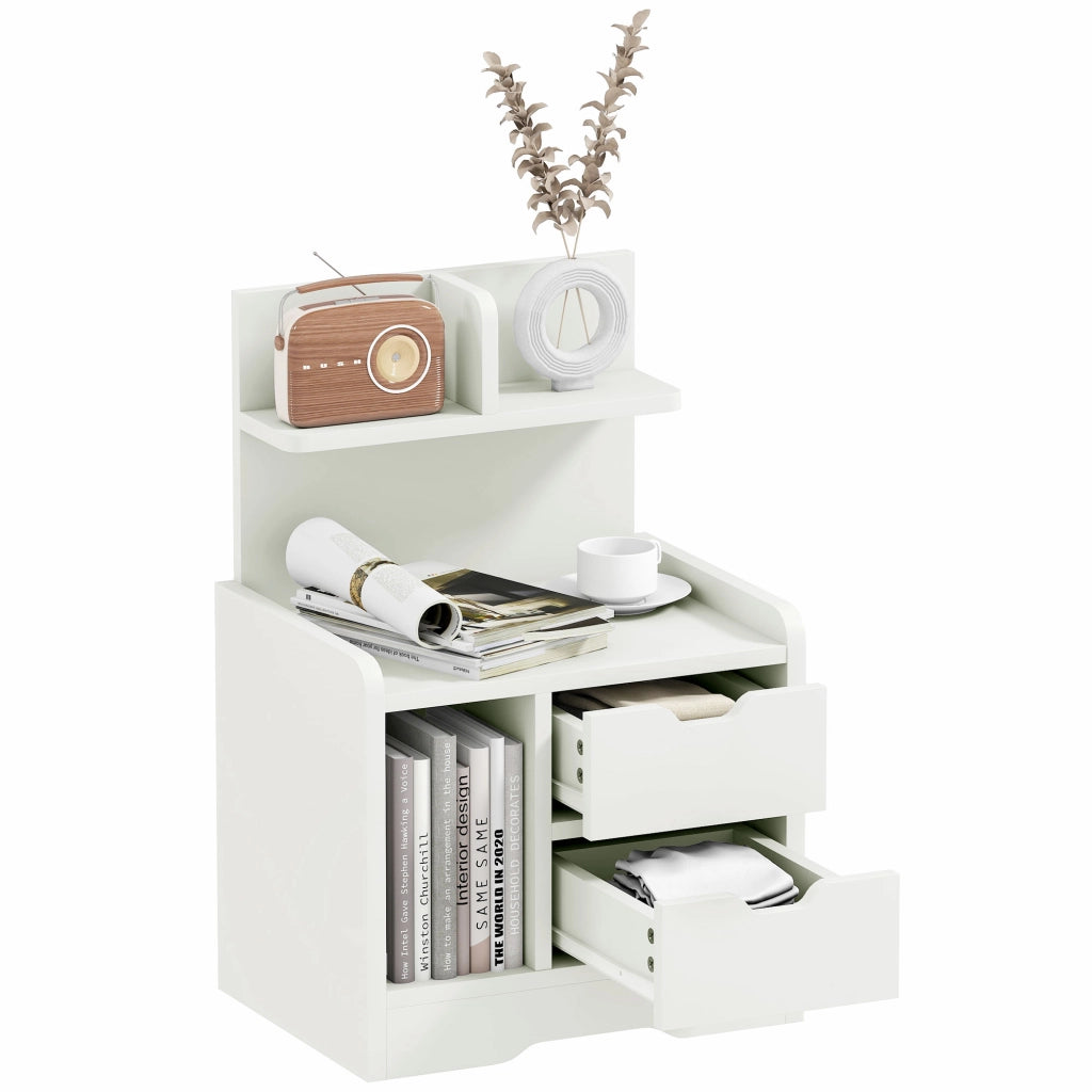 Comodino con 2 Cassetti ¨C Xylo ¨C Legno Bianco con Ripiano