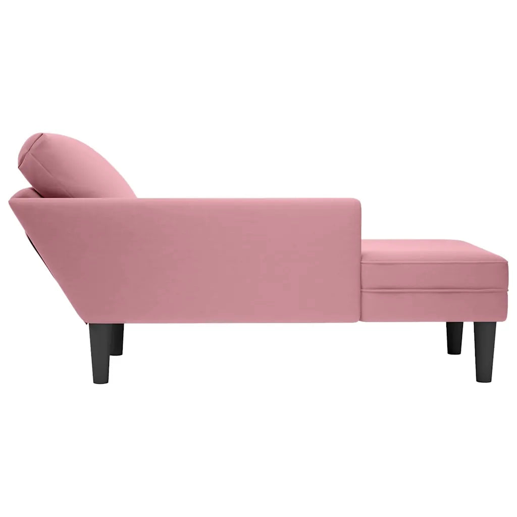 vidaXL Sdraio con Cuscino e Bracciolo Destro in Velluto Rosa