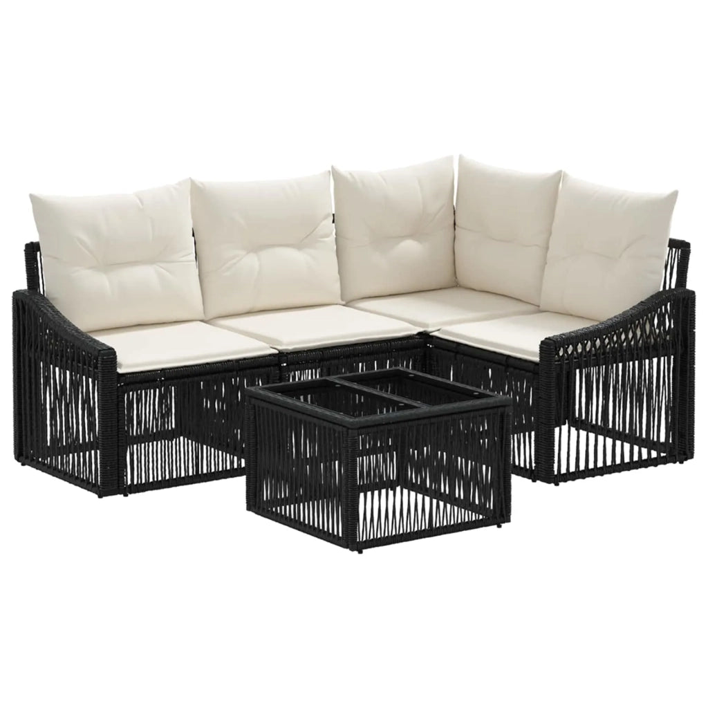 Set Divano da Giardino 5 pz Nero polyrattan 3436000