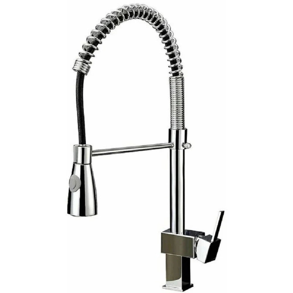 Trade Shop - Miscelatore Rubinetto Lavello Cucina Getto Lavabo Design Quadrato Doccetta 59592 -