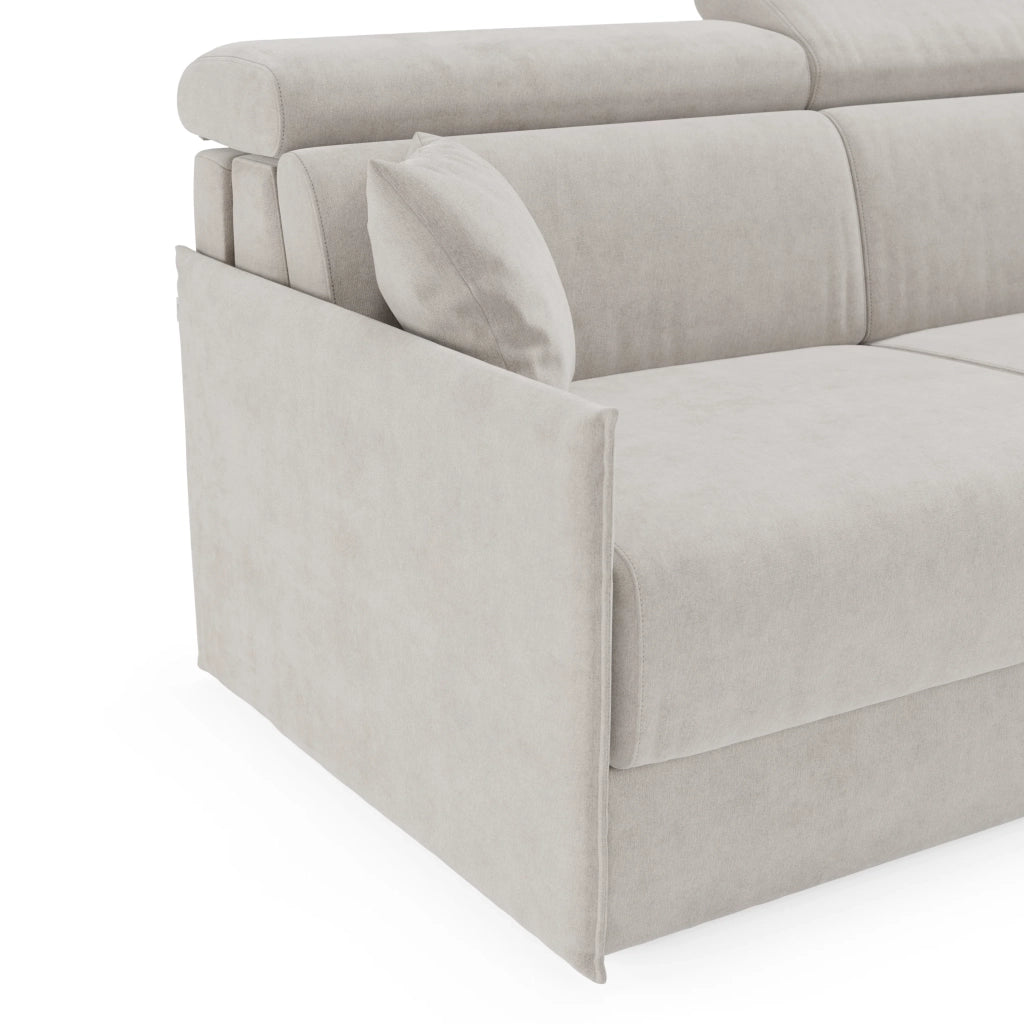 Miryam Divano letto con poggiatesta reclinabili e comfort maxi - design compatto in morbido tessuto smacchiabile T31 169 cm bianco