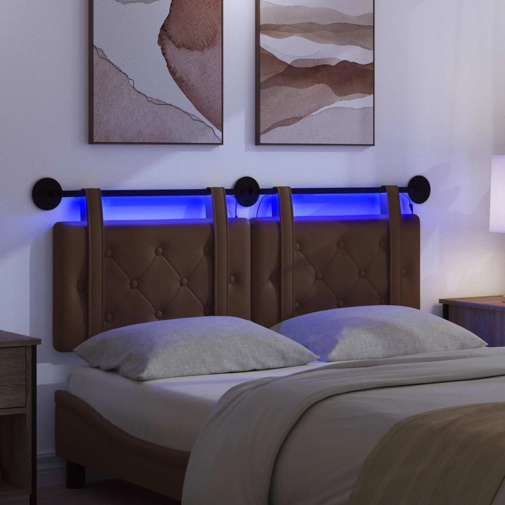 Testiera sospesa Con luce LED Marrone Similpelle 3424153