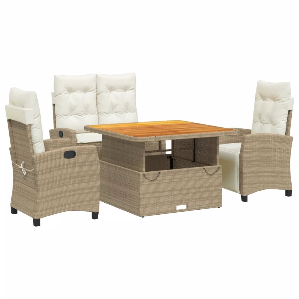 Set da Pranzo da Giardino 4 pz con Cuscini Beige in Polyrattan 3277417