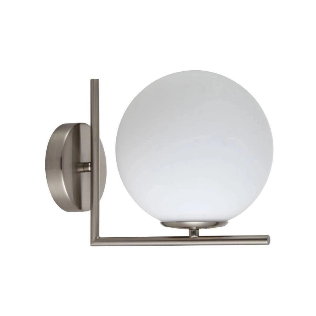 Applique minimal nichel satinato sfera bianca E27 Italux