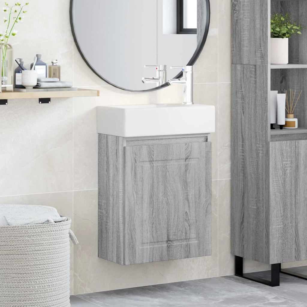Mobile bagno con rubinetto Sonoma grigio 45,5 x 22,5 x 84 cm 889517