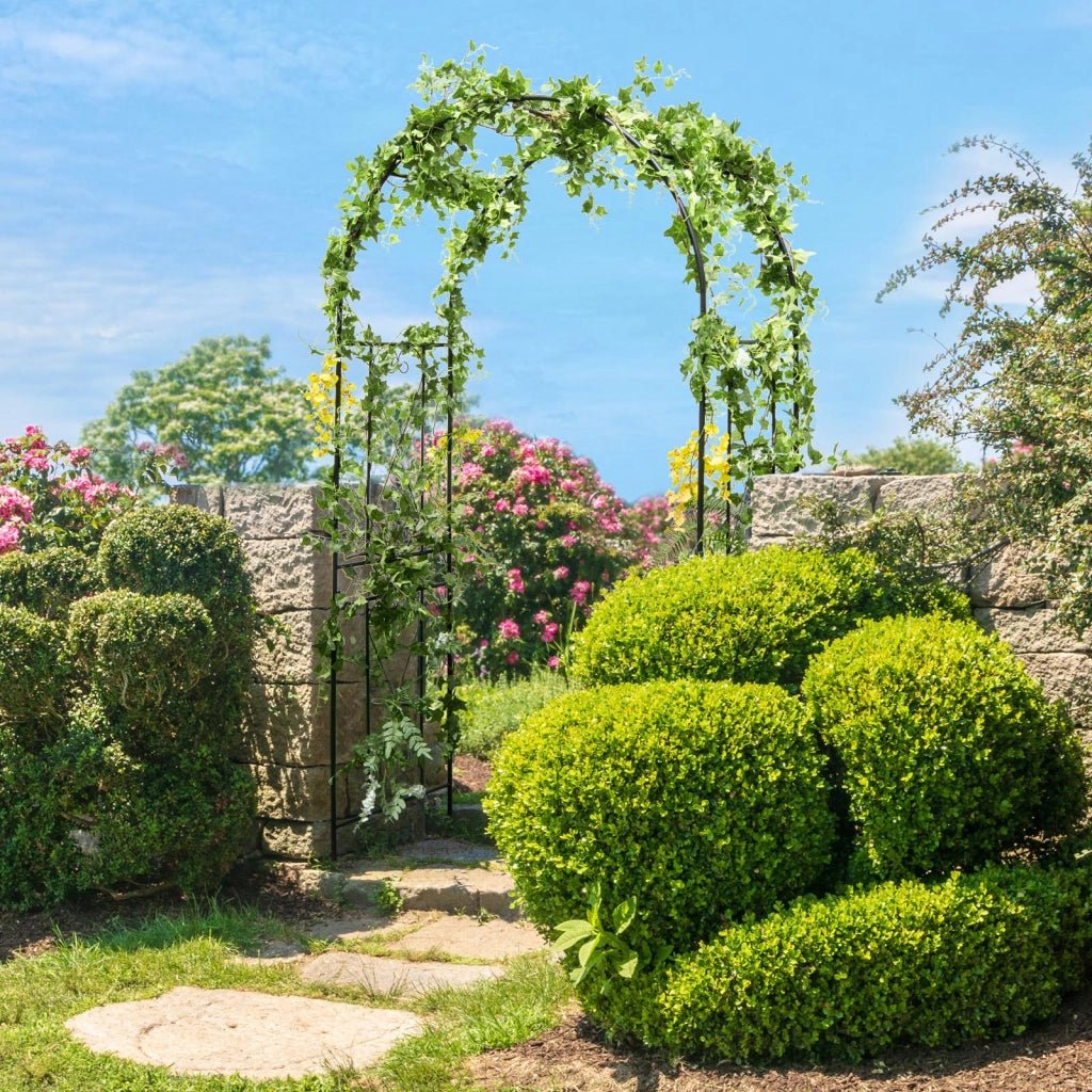 Arco giardino metallo resistente piante rampicanti rose viti grigliato, Arco decorazioni matrimoni feste supporto piante cortile patio 220 cm