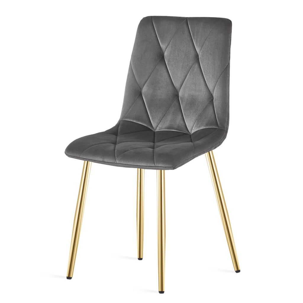 Sedia Libra in velluto grigio scuro con gambe dorate