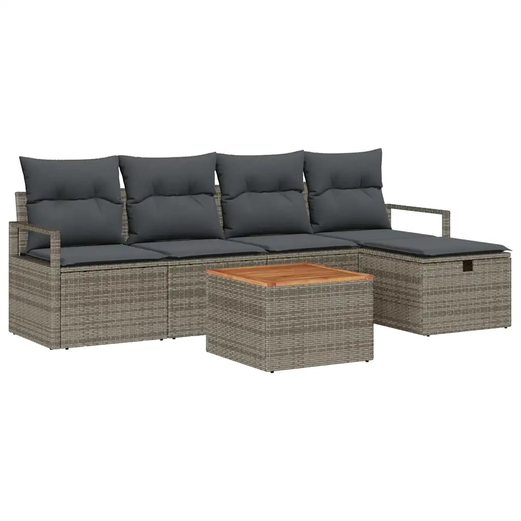 Set Divano da Giardino con cuscino 6 pcs Grigio polyrattan 3359531