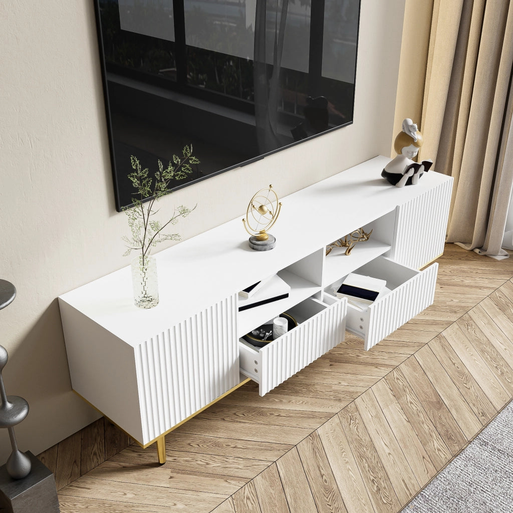 Cassettiera per TV bianca in truciolato lunghezza 165 cm