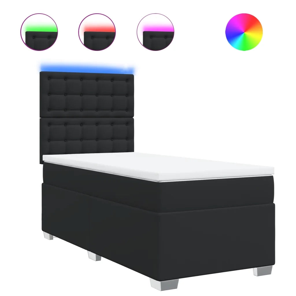 Letto a Molle con Materasso Nero Singolo in Similpelle 3293052