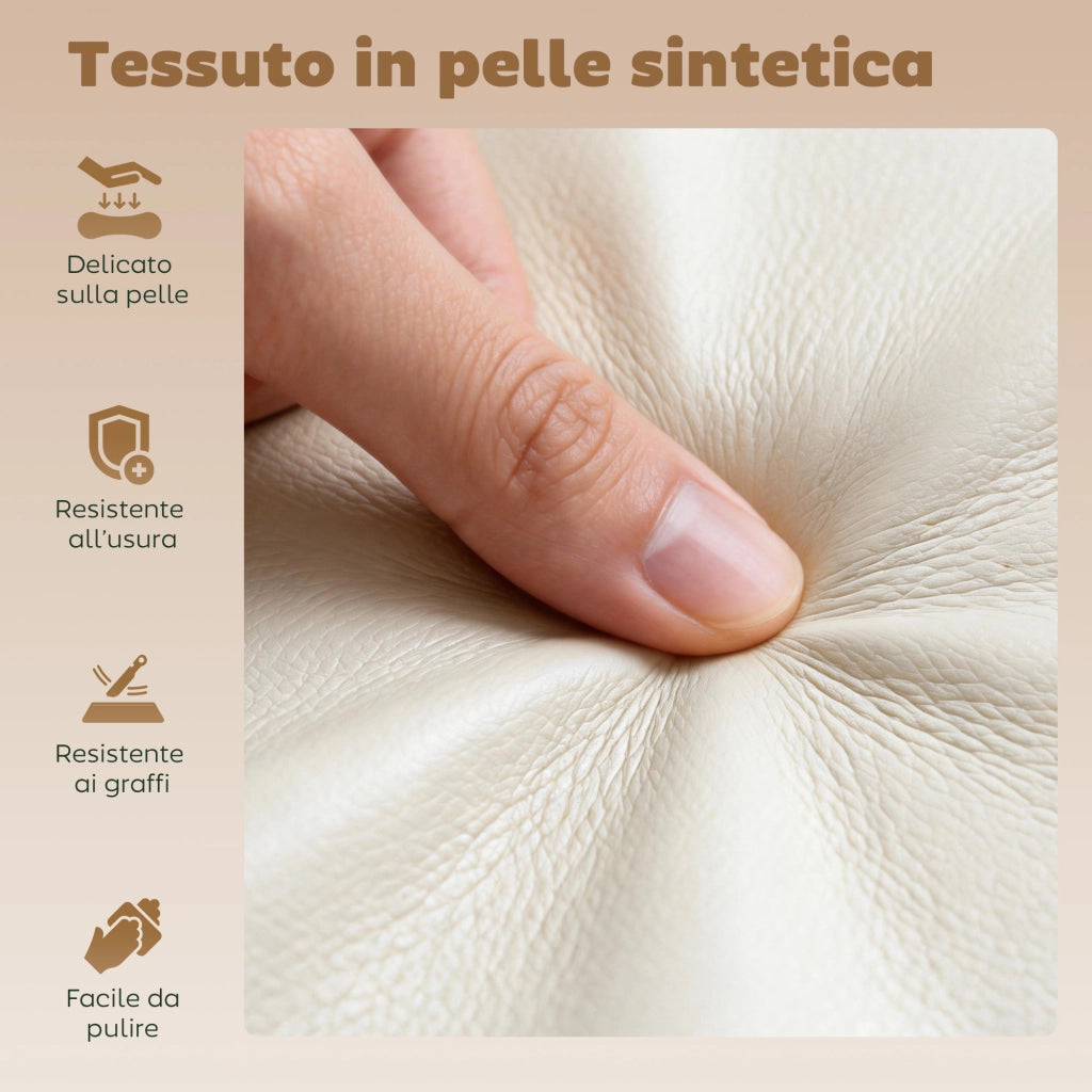 Sgabelli da Bar Regolabili con Poggiapiedi ¨C Minimal ¨C Pelle PU e Acciaio, Crema, 39.5x44x88-110 cm
