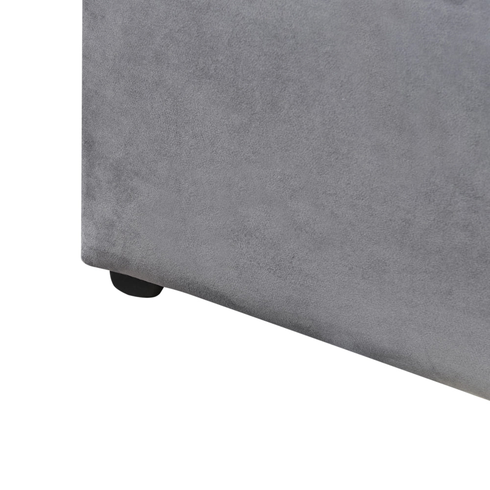 Letto Ottomano Grigio Scuro Velluto Tappezzato 140 x 200 cm Testiera Travestita Funzione Contenitore
