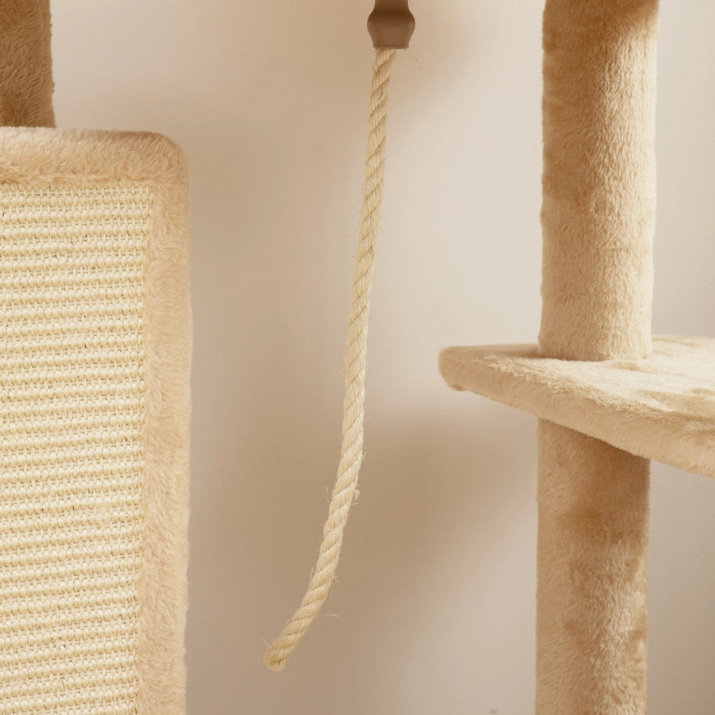 Letto a soppalco per gatti con arrampicata ¨C Minimal ¨C beige 55x44x132 cm