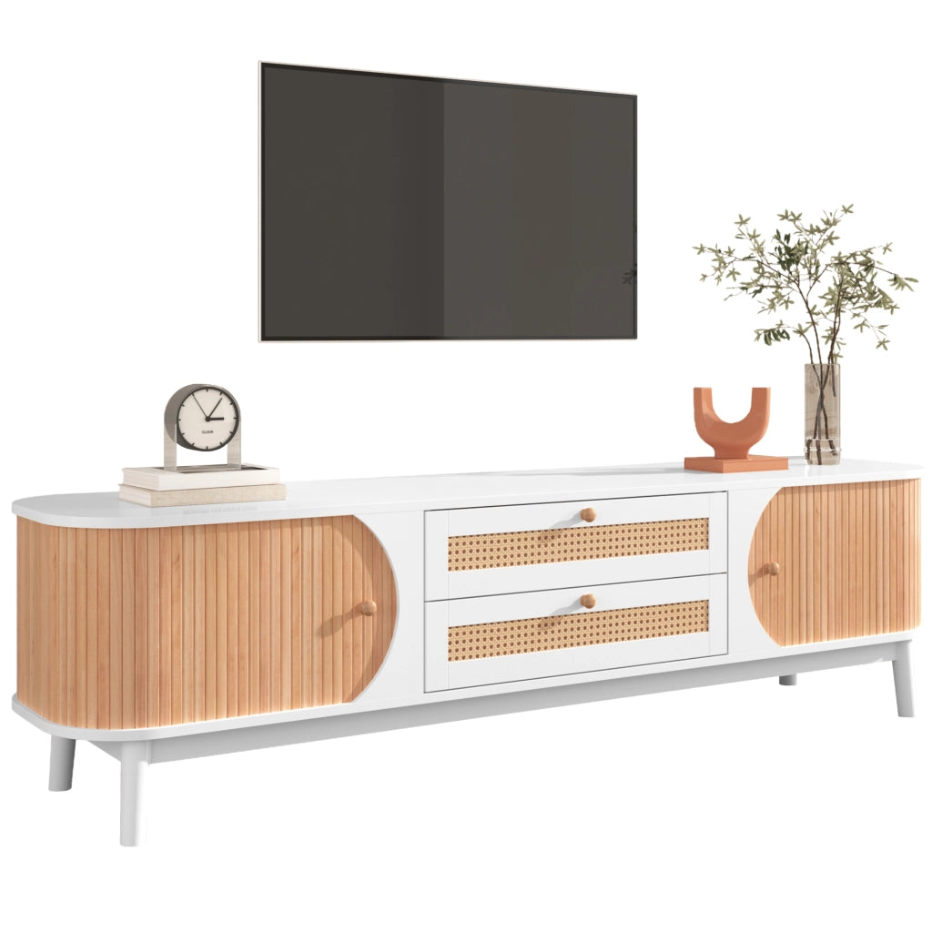 Cassettiera per TV bianca in MDF lunghezza 170 cm