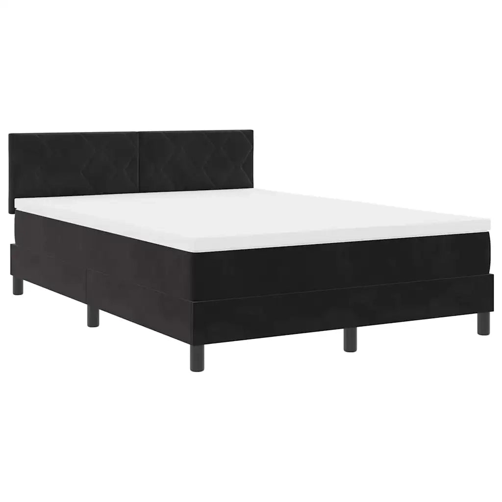 Letto a Sorgente LED con materasso Nero 140 x 200 cm Velluto 3342724