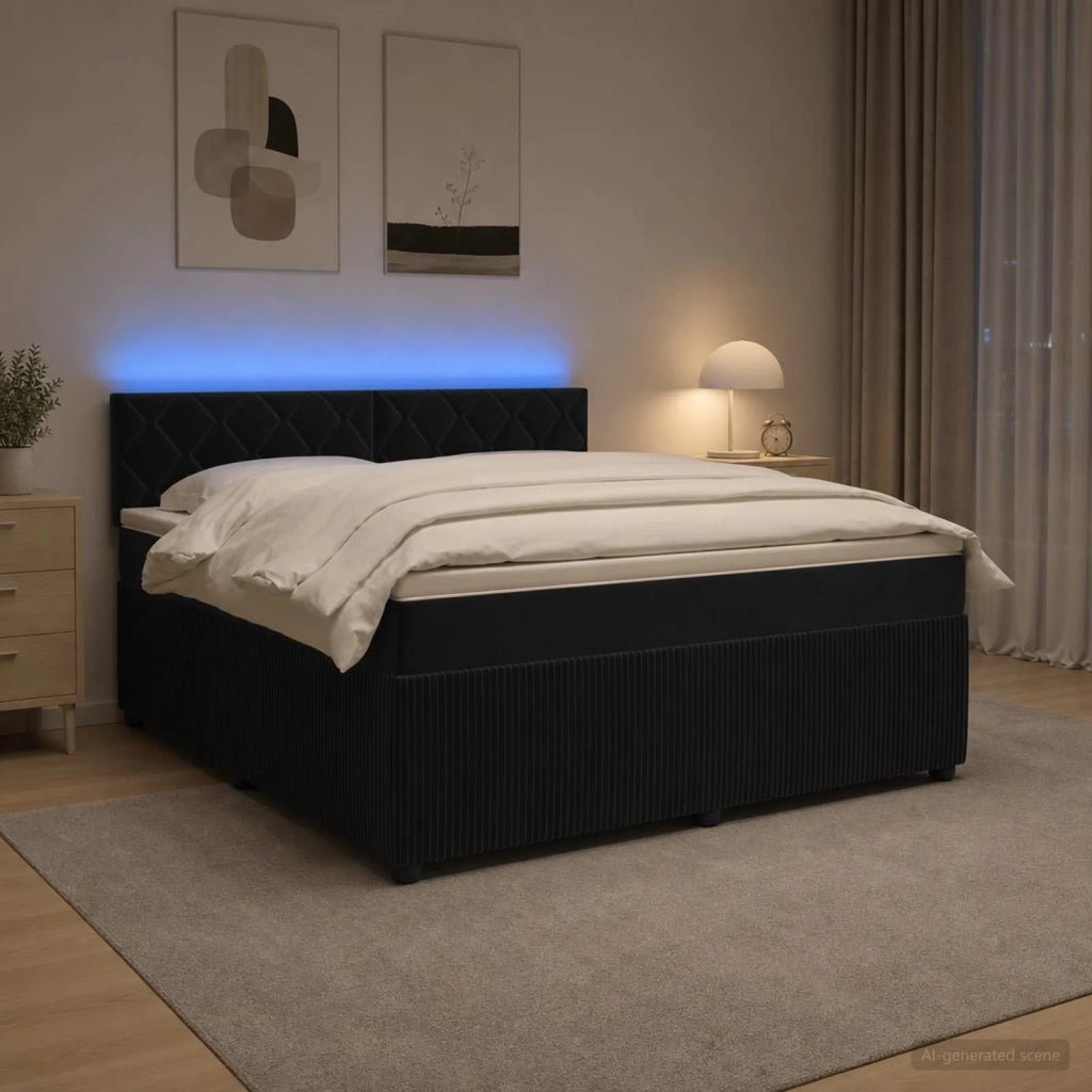 Letto box spring con materasso Nero 140 x 200 cm Velluto 3453163
