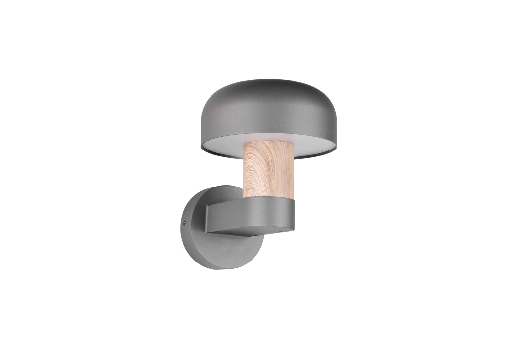 Applique da esterno, alluminio, antracite e legno, H 25 cm, Fraser
