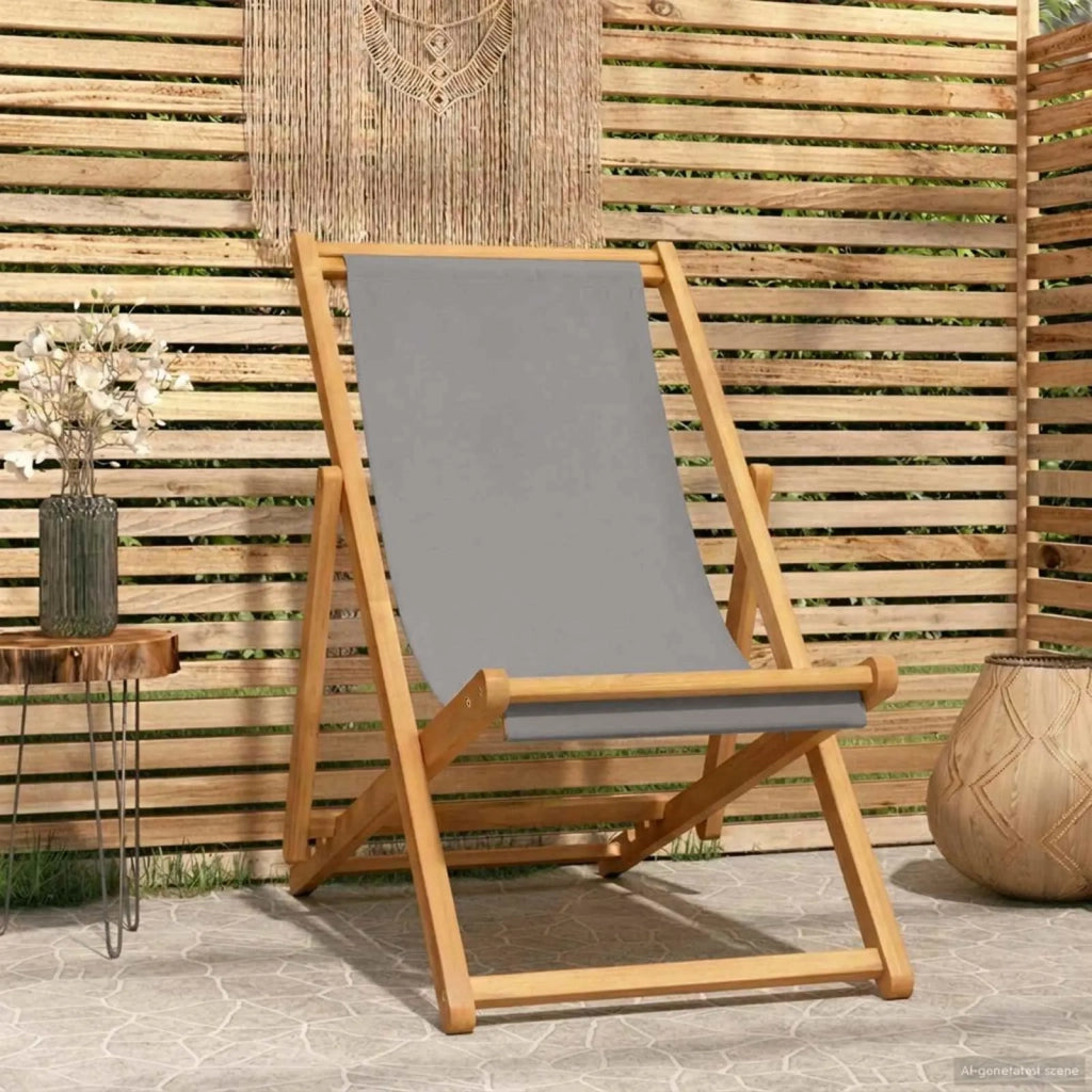 Sedia da spiaggia Grigio Chiaro Legno di teak solido 42032664