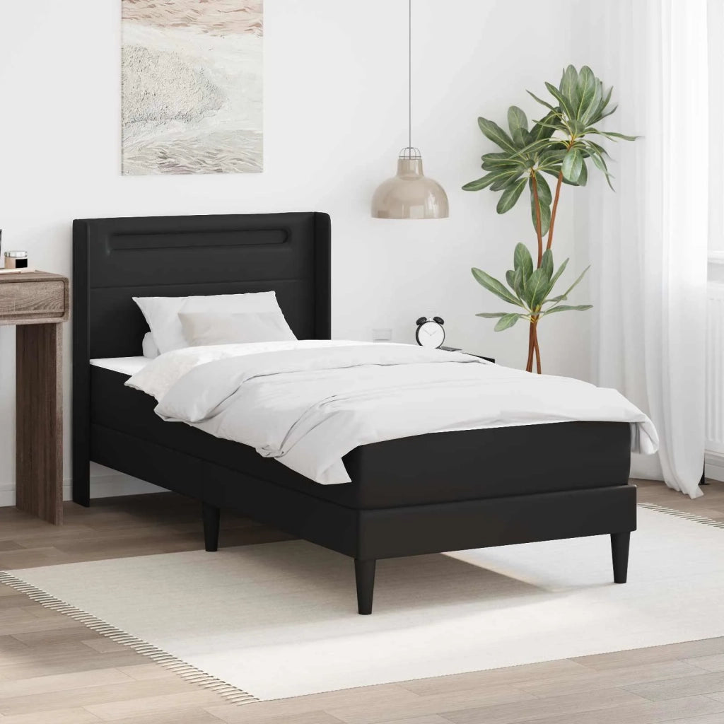 Struttura letto con materasso-Giroletto Nero 100 x 200 cm Similpelle