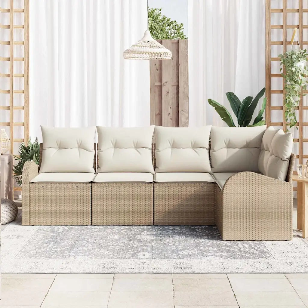 Set di divani con cuscino 5 pcs Beige Poliestere 3346041