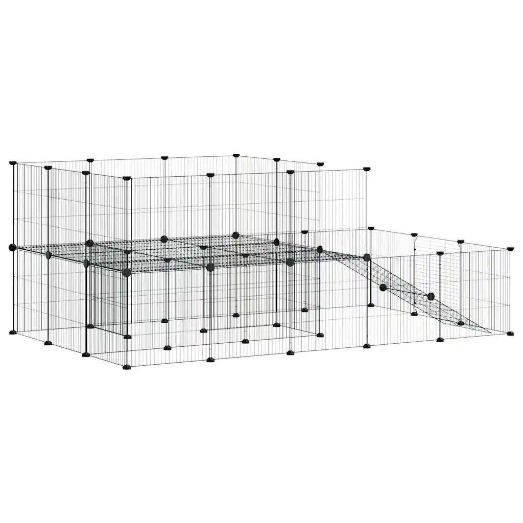 Gabbia per Animali 44 Pannelli con Porta Nera 35x35 cm Acciaio CFW1440922