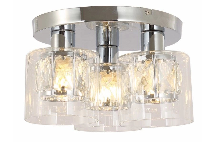 Plafoniera rotonda cromata Elmo 3 luci E14 Reality