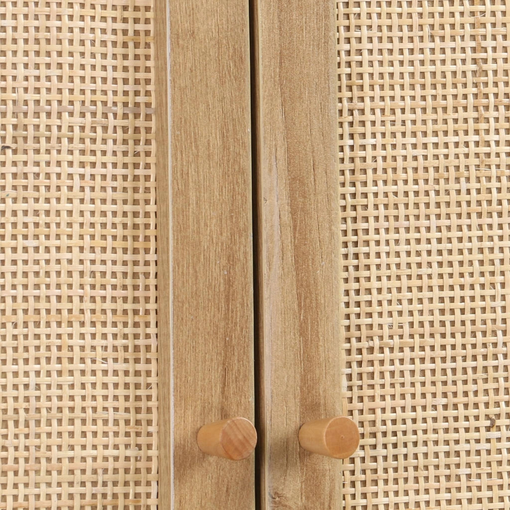 Mensola mobile wc decorato in legno e canna, marrone naturale