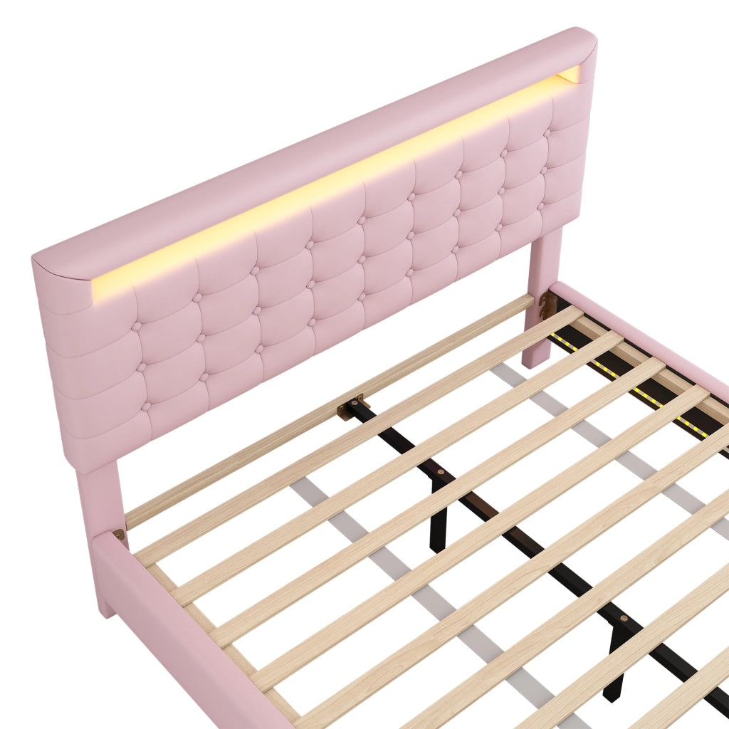 letto basso pu rosa 140 x 200 cm