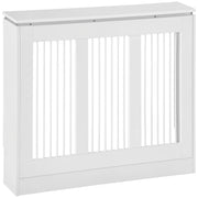Copritermosifone a Doghe, Copri Termosifone Moderno con Antiribaltamento per Soggiorno, Corridoio, Ufficio, in MDF e Acciaio, 90x18x84cm, Bianco