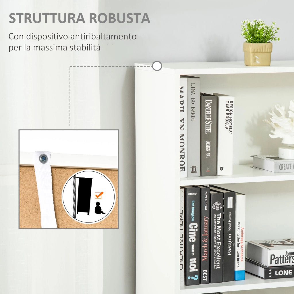 Libreria con ante ¨C Xylo ¨C legno bianco 4 ripiani 59x29x180cm