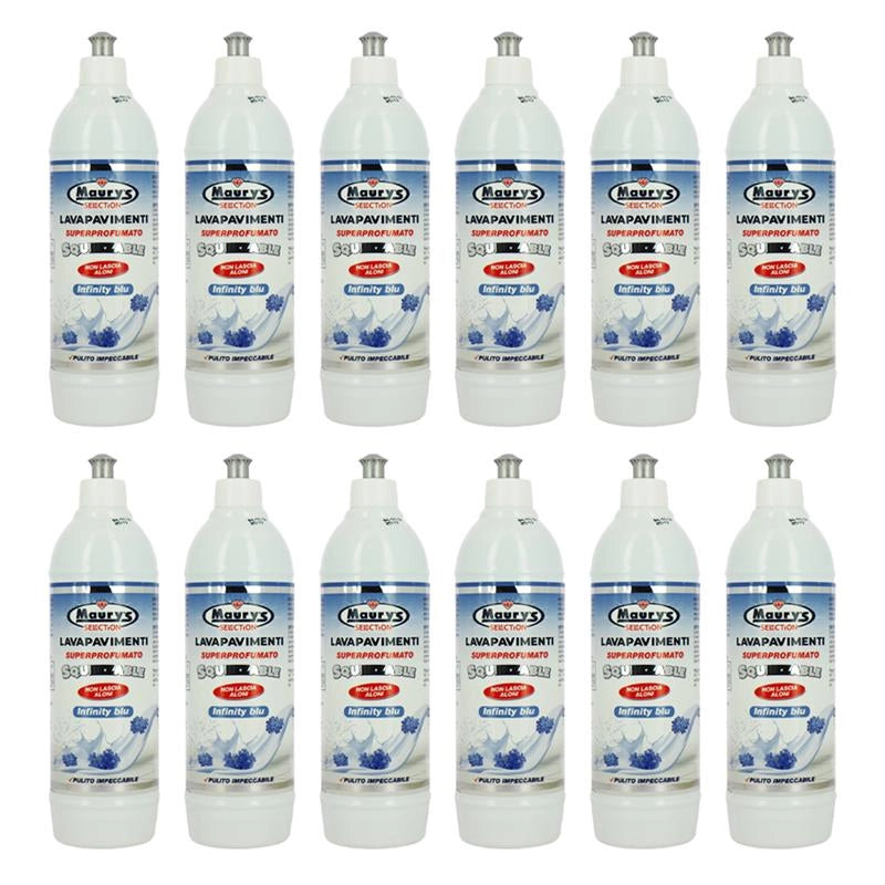 MAURY'S LAVAPAVIMENTI SUPERPROFUMATO SQUEEZABLE 750ML, SET 12PZ INFINITY BLU