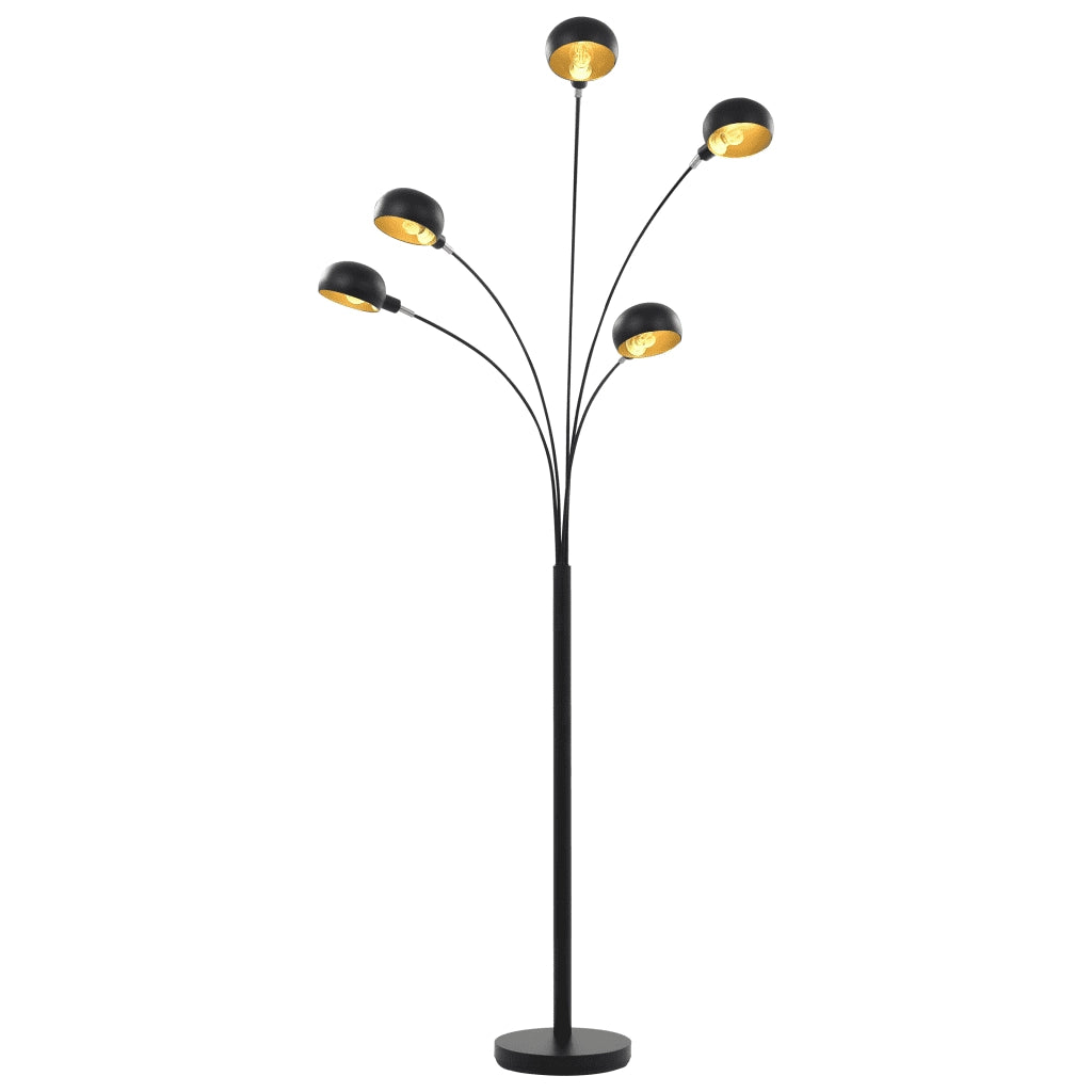 Lampada da Terra 200 cm 5 Bulbi E14 Nero e Oro 282418
