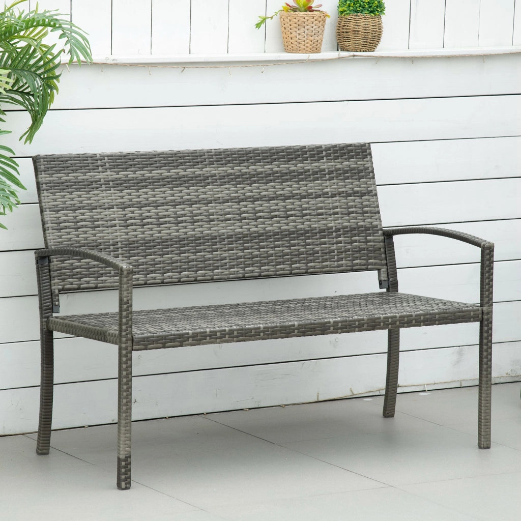PANCA da giardino 2 posti 119 cm Grigio in acciaio