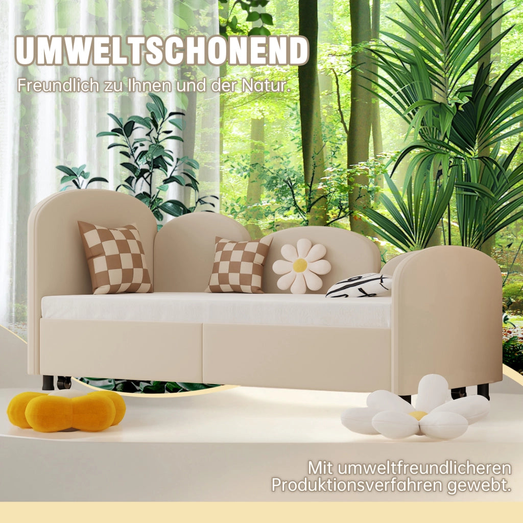 LETTO a forma di fiore 90x200 cm in velluto beige