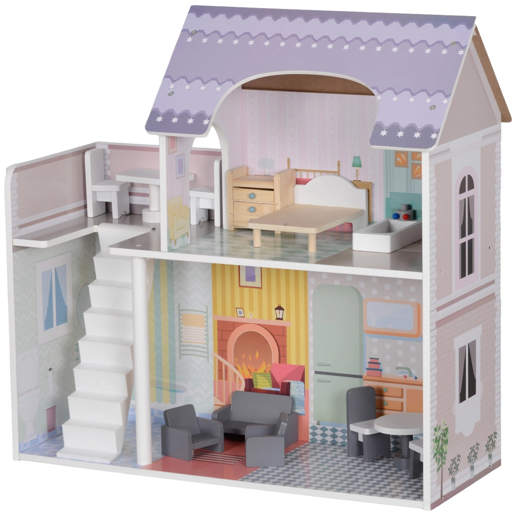 Casetta per Bambini con Balcone e Mobili ¨C Zephmum ¨C Multicolore