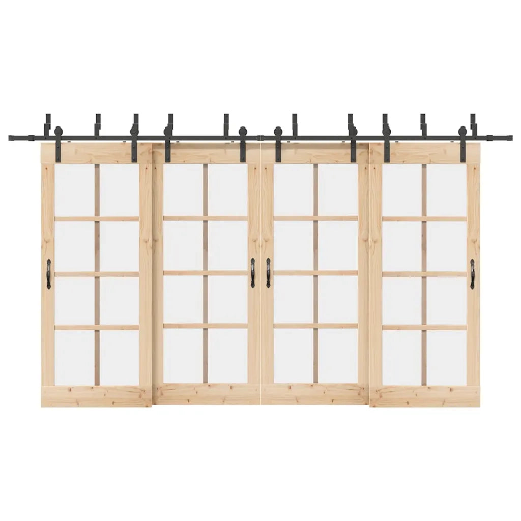 Kit di Binari per Porte Scorrevoli 400 cm Acciaio Nero CFW1523961