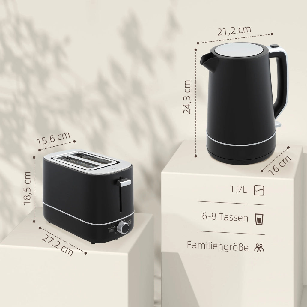 Set Bollitore 1,7L e Tostapane 6 Livelli ¨C Xylo ¨C Nero/Acciaio