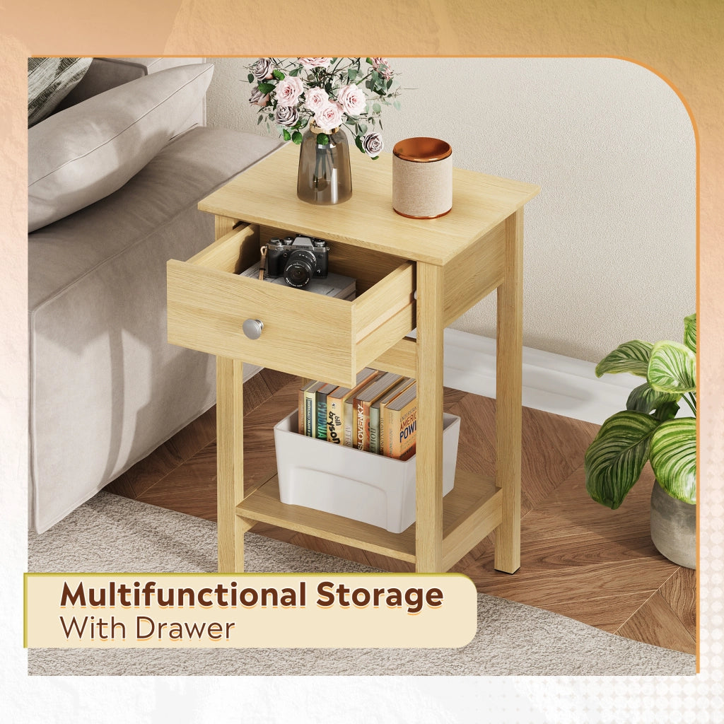 Comodino in Legno con Cassetto e Ripiano ¨C Xylo ¨C 40x40x50 cm