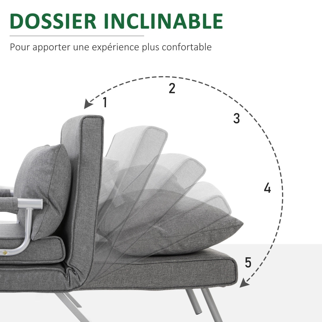 Poltrona letto imbottita ¨C Zephmum ¨C Grigio chiaro tessuto