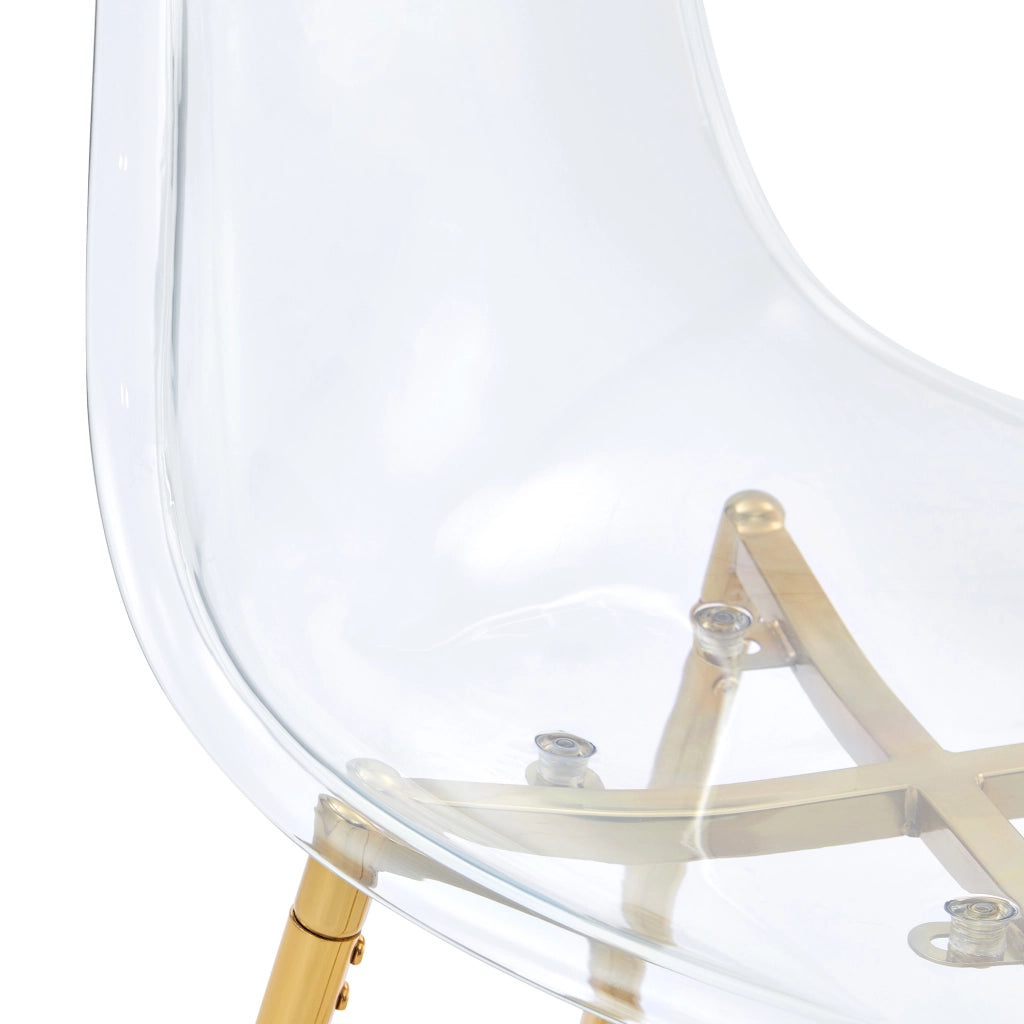 SGABELLO da bar trasparente in plastica con gambe in metallo oro