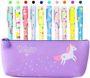 Cadeau per unicità per bambini, composto da 10 pennarelli uncinetto e 1 custodia (blu)