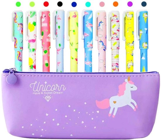 Cadeau per unicità per bambini, composto da 10 pennarelli uncinetto e 1 custodia (blu)