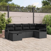 Set di divani con cuscino con archiviazione Nero polyrattan 3359182