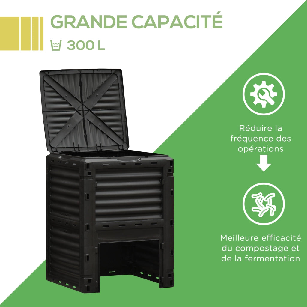 Compostiera Giardino 300L ¨C Minimal ¨C Polipropilene 60,5x60,5x81,5 cm Nero
