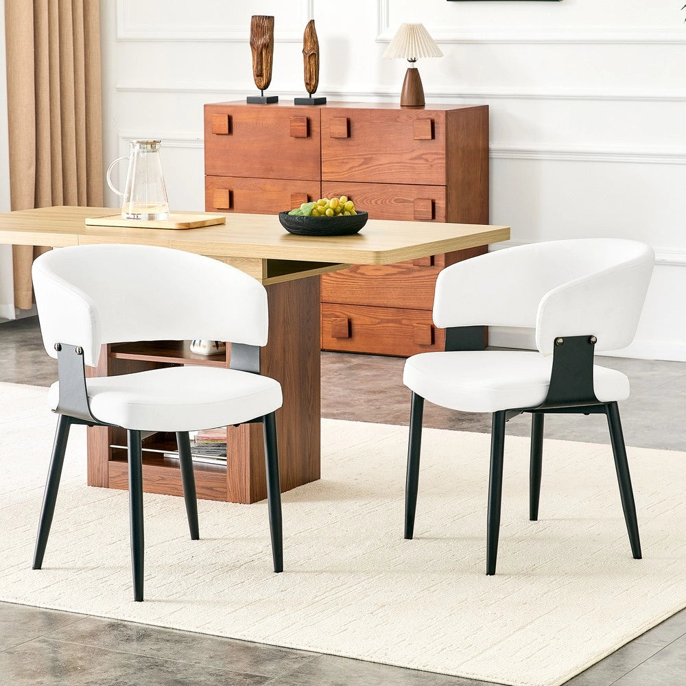 Sedie da Pranzo Set 2 Pezzi Stile Retro ¨C MINIMAL ¨C Similpelle, Braccioli, Gambe in Metallo