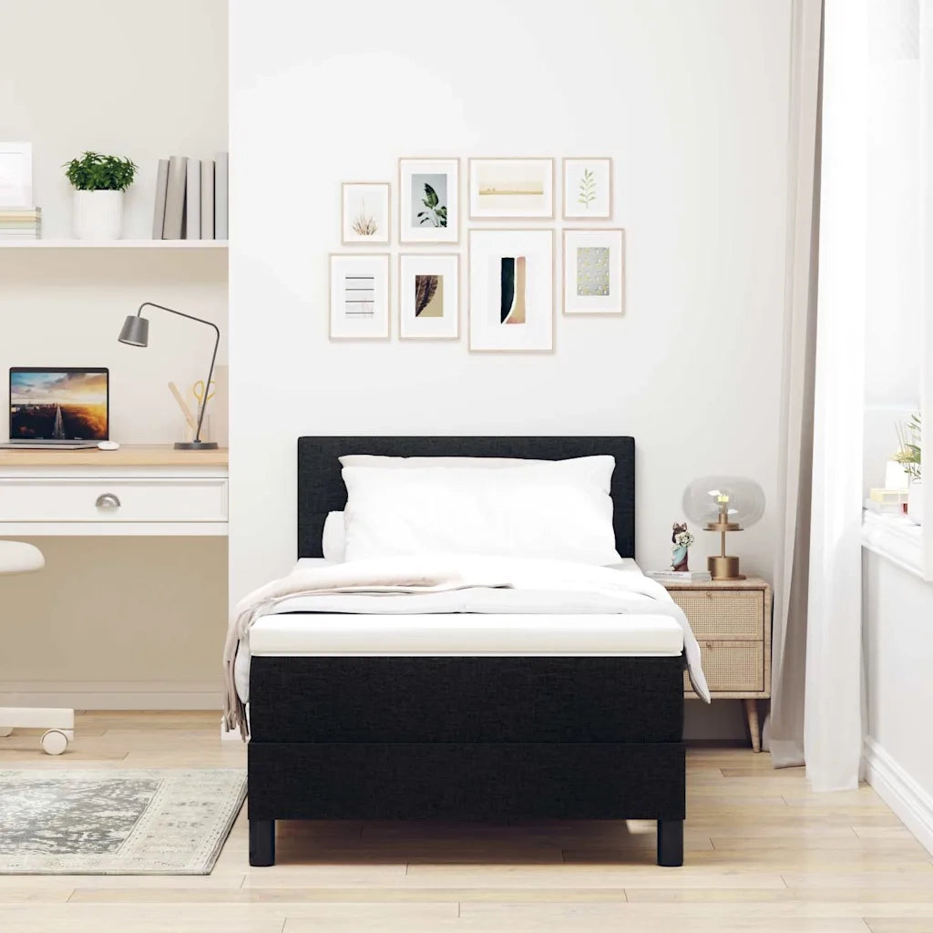 Letto a molle con testiera Nero 100 x 200 cm Tessuto 3338666