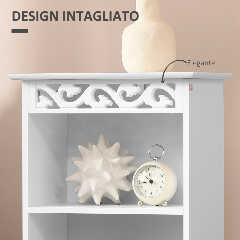 Mobile da Bagno con Armadietto 2 Ripiani ¨C Minimal ¨C MDF Bianco 40x23x80 cm